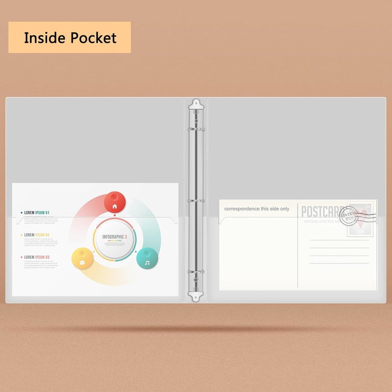 Nature Touch 3 Ring Binder, Glitter 1 Inch Organizer (10.5'' x 11.5'') Holds 8.5’’ x 11’’ Letter Size 300 Pages, Waterproof Durable View Binder, 1 Pack, Silver - Image 4